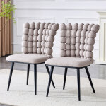 Ensemble de 2 fauteuils en velours avec dossier � motif boule 3d, structure en m�tal peint en noir, coloris ...