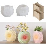 Ensemble de 2 moules en silicone en forme de tournesol pour la r�alisation de pots de fleurs, de bougeoirs, ...