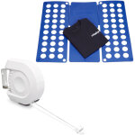 Ensemble 2 pi�ces : corde � linge extensible jusqu'� 12 m ? int�rieur / ext�rieur + planche � plier pour ...