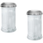 Ensemble de 2 saupoudreuses en verre et couvercle inox 14 cm fackelmann basic