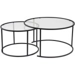 Asir group llc - ensemble de 2 tables gigognes rondes en mtal et verre auruma
