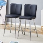 Ensemble 2 tabourets de bar 44x44x101 cm noir - polyur�thane, dossier ergonomique et confortable - �l�gant ...