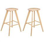 Ensemble de 2 tabourets de bar en bois d'h�v�a style r�tro cuisine salle � manger marron clair cando