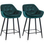Clp - ensemble de 2 tabourets de bar gibson en velours avec 76 cm de hauteur de haut vert vert fonc