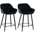 Clp - lot de 2 tabourets de bar gibson velours hauteur d'assise 76 cm noir Clp - lot de 2 tabourets de bar gibson velours hauteur d'assise 76 cm noir