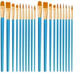 Ensemble de 20 pinceaux en nylon pour peinture acrylique, huile, aquarelle, gouache et maquillage artistique ...