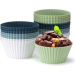 Ensemble de 24 moules  muffins en silicone - moules en silicone sans bpa pour muffins et cupcakes - ...