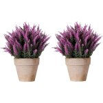 Ensemble de 2pcs fleurs artificielles plante de table arbre topiaire avec des pots de jardini�re violet ...