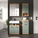 Ensemble 3 meubles + armoire de toilette chêne brun et kaki - olbo Ensemble 3 meubles + armoire de toilette chêne brun et kaki - olbo