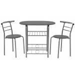 Hobag - ensemble 3 pices donna 1 table 4 chaises mdf cuisine salle  manger - gris