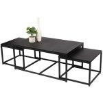 Meublorama - ensemble 3 tables d'appoint gigognes carrées soho ? style industriel ? noir Meublorama - ensemble 3 tables d'appoint gigognes carrées soho ? style industriel ? noir