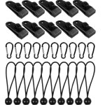 Ensemble de 30 pices clip de bche tente, 10pcs pince pour bche pince verrouillage, 10pcs corde elastiche ...