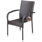 Casaria - ensemble de 4 ou 8 chaises de jardin polyrotin avec accoudoirs empilables jardin structure ...