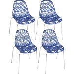 Ensemble de 4 chaises de cuisine bleues � pieds chrom�s ajour�s