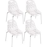 Ensemble de 4 chaises de cuisine bleues � pieds chrom�s ajour�s
