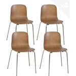 Ensemble de 4 chaises de cuisine au design r�tro de caf�t�ria, assise vintage, pieds chrom�s plaqu�s ...