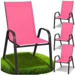 Ensemble de 4 chaises de jardin en m�tal rose, robustes, pour terrasse, balcon ou jardin.