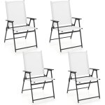 Ensemble de 4 chaises de jardin en textilène avec cadre métallique, chaises pliantes avec dossier haut ... Ensemble de 4 chaises de jardin en textilène avec cadre métallique, chaises pliantes avec dossier haut ...