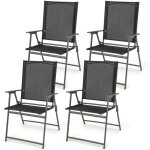 Ensemble de 4 chaises de jardin en textilène avec cadre métallique, chaises pliantes avec dossier haut ... Ensemble de 4 chaises de jardin en textilène avec cadre métallique, chaises pliantes avec dossier haut ...