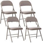 Ensemble de 4 chaises pliantes cuir pu avec structure m�tallique blanche assise et dossier rembourr�s ...