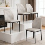 Chaises de salle � manger en simili cuir pu, style milieu du si�cle (4 chaises, blanc)
