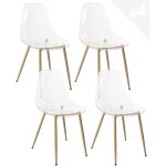 Ensemble de 4 chaises transparentes pour cuisine, salle � manger ou chambre � coucher, assise en plastique ...