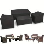 Ensemble de 4 housses de meubles d'ext�rieur pour canap�, fauteuil et table basse en tissu oxford robuste, ...