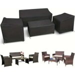 Ensemble de 4 housses de meubles d'ext�rieur pour canap�, fauteuil et table basse en tissu oxford robuste, ...