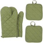 Ensemble de 4 maniques et maniques de cuisine, rsistant  la chaleur jusqu' 500 degrs, extra pais, ...