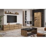 Ensemble de 4 meubles collection havana coloris ch�ne et noir. meuble tv xl, vitrine, table basse, �tag�re ...