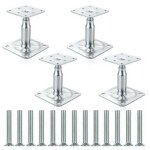 Ensemble de 4 supports de poteaux sur�lev�s galvanis�s r�glables de 100 � 150 mm, support de toiture ...