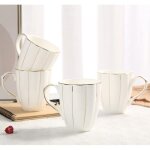 Ensemble de 4 tasses  caf (460ml), design britannique de luxe avec bordures dores fabriques  la ...