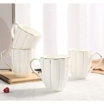 Ensemble de 4 tasses  caf (460ml), design britannique de luxe avec bordures dores fabriques  la ...