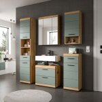 Ensemble 5 meubles de salle de bain ch�ne brun et kaki - olbo