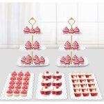 Ensemble de 5 pr�sentoirs � desserts : 2 supports � cupcakes, 3 plateaux de service pour collation, anniversai ...