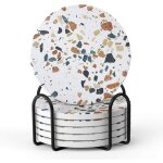 Ensemble de 6 dessous de verre absorbants avec support pour prot�ger des rayures et des salissures, cadeau ...