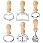 Ensemble de 6 moules � p�tes avec poign�e en bois de qualit� sup�rieure, presse � biscuits durable, emporte ...