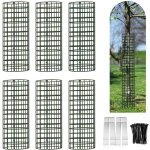 Ensemble 6 pi�ces grilles de protection tronc d?arbre en acier, livr� avec 12 piquets et 50 attaches ...
