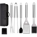Ensemble lot de 6 ustensiles de barbecue en acier inoxydable avec sac de transport, spatule, pince et ...