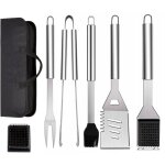 Ensemble lot de 6 ustensiles de barbecue en acier inoxydable avec sac de transport, spatule, pince et ...