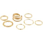 Ensemble de 7 bagues plaqu�es or pour femme : bagues empilables pour les articulations, fines bagues ...