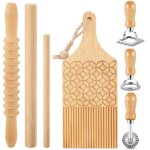 Ensemble de 7 ustensiles pour la fabrication de p�tes, comprenant un plat en bois pour tamagoyaki, un ...