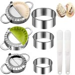 Ensemble de 8 pi�ces en acier inoxydable. moule � wonton, machine � boulettes, machine � wonton. moules ...