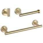 Ensemble d'accessoires de salle de bain dor� 3 pi�ces, douche en acier inoxydable sus304 (crochet � peignoir, ...