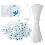 Ensemble attache cable, carivent 100 pcs serre cable attaches de cble blanches avec supports adhsifs ...