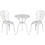 Beliani - ensemble de balcon en métal jardin extérieur table et chaises blanc cassé triora / dascio Beliani - ensemble de balcon en métal jardin extérieur table et chaises blanc cassé triora / dascio