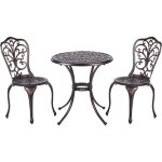 Beliani - ensemble de balcon en mtal pour jardin extrieur table et chaises marron triora / andalo