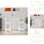 Ensemble de bar 3 pcs blanc bois de pin massif - ensemble de bar - meuble de salle  manger - table de ...