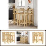 Ensemble de bar 5 pcs bois de pin massif - ensemble de bar - meuble de salle  manger - table de bar ...