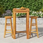 Ensemble de bar de jardin 3 pcs bois d'acacia solide - meubles de jardin - salon de jardin - set de bar ...